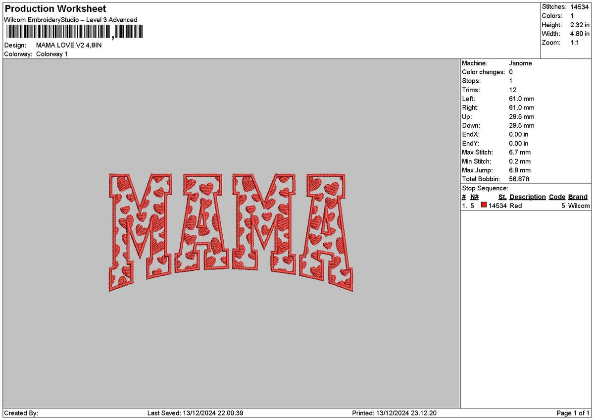 Mamalove V02 Embroidery File  6 sizes