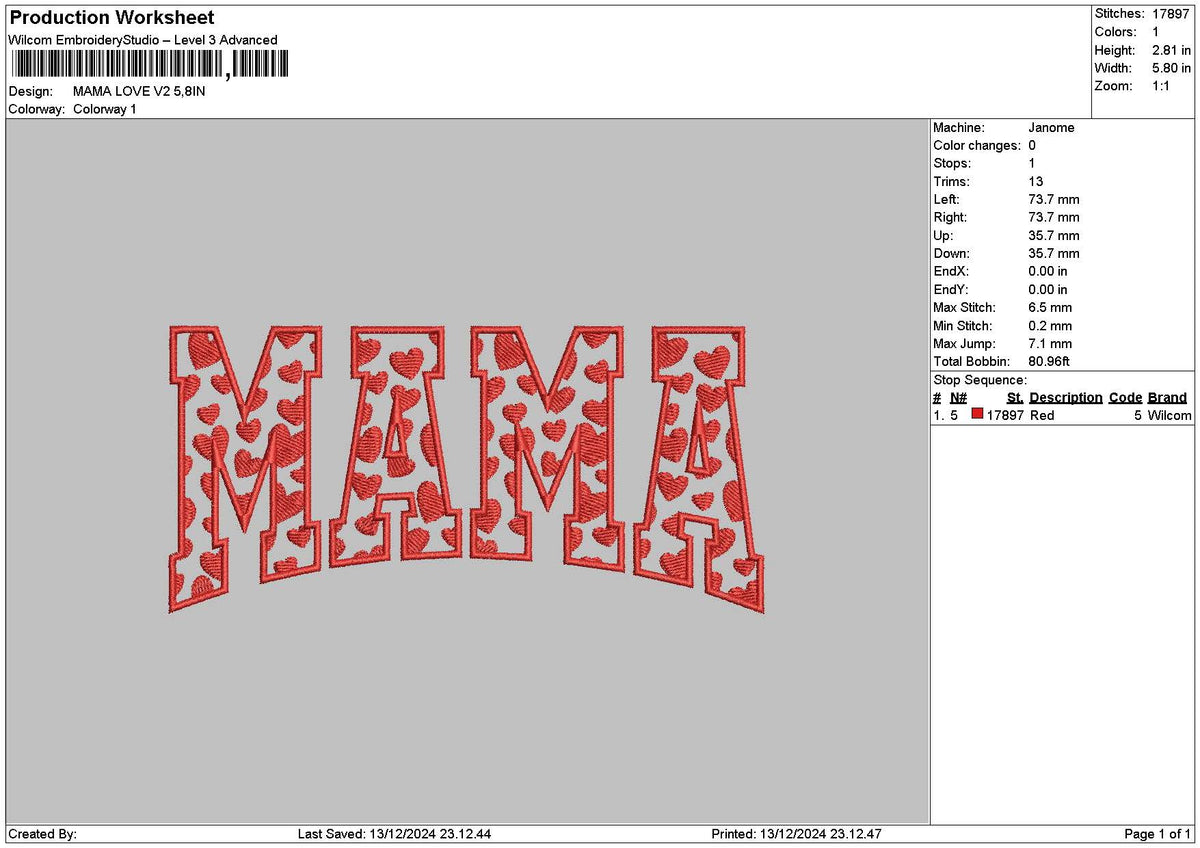 Mamalove V02 Embroidery File  6 sizes