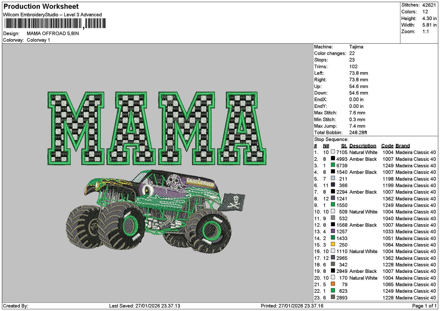 Mamatext Car Embroidery File 6 sizes