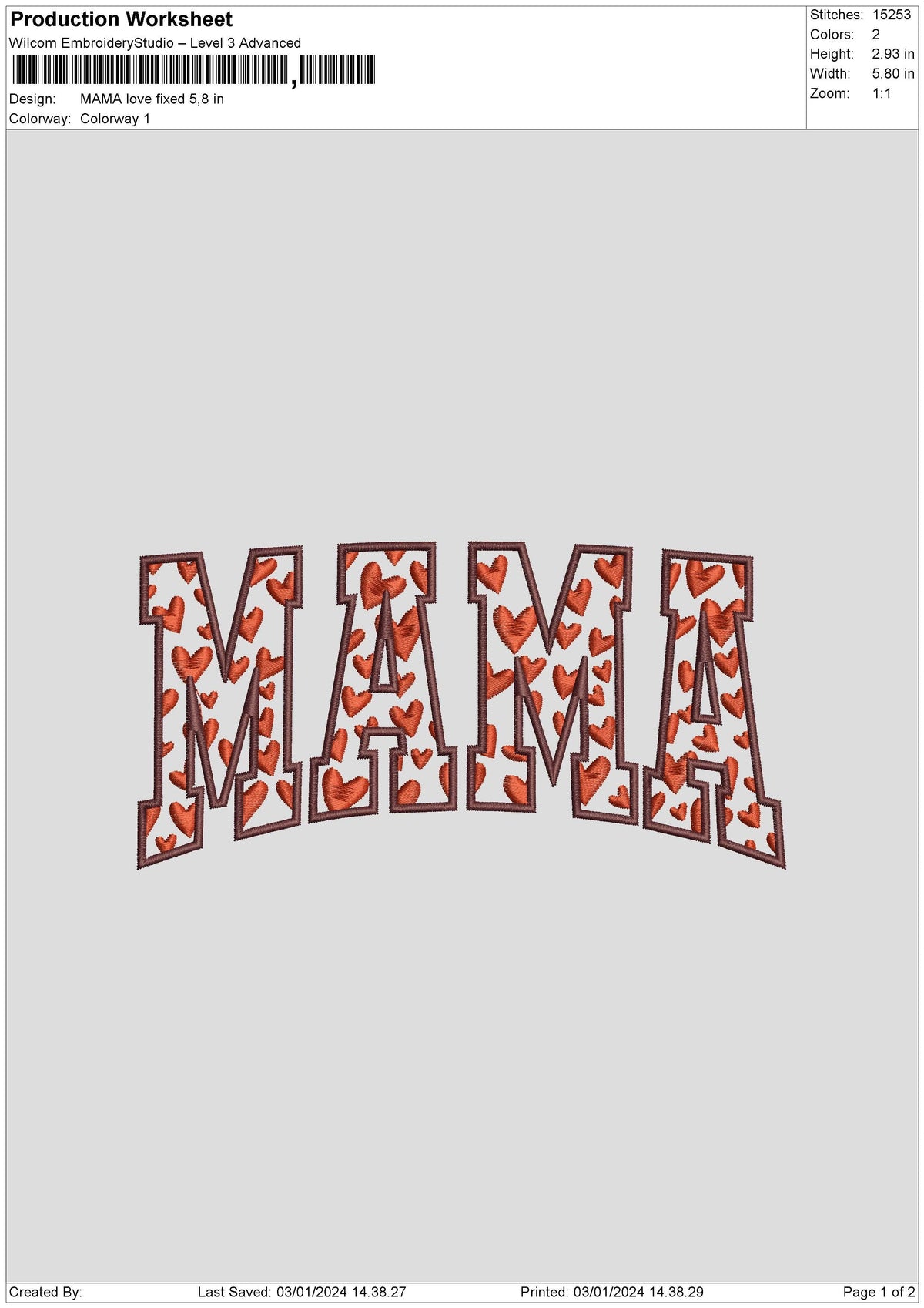 Mama Hearts Embroidery File 6 sizes