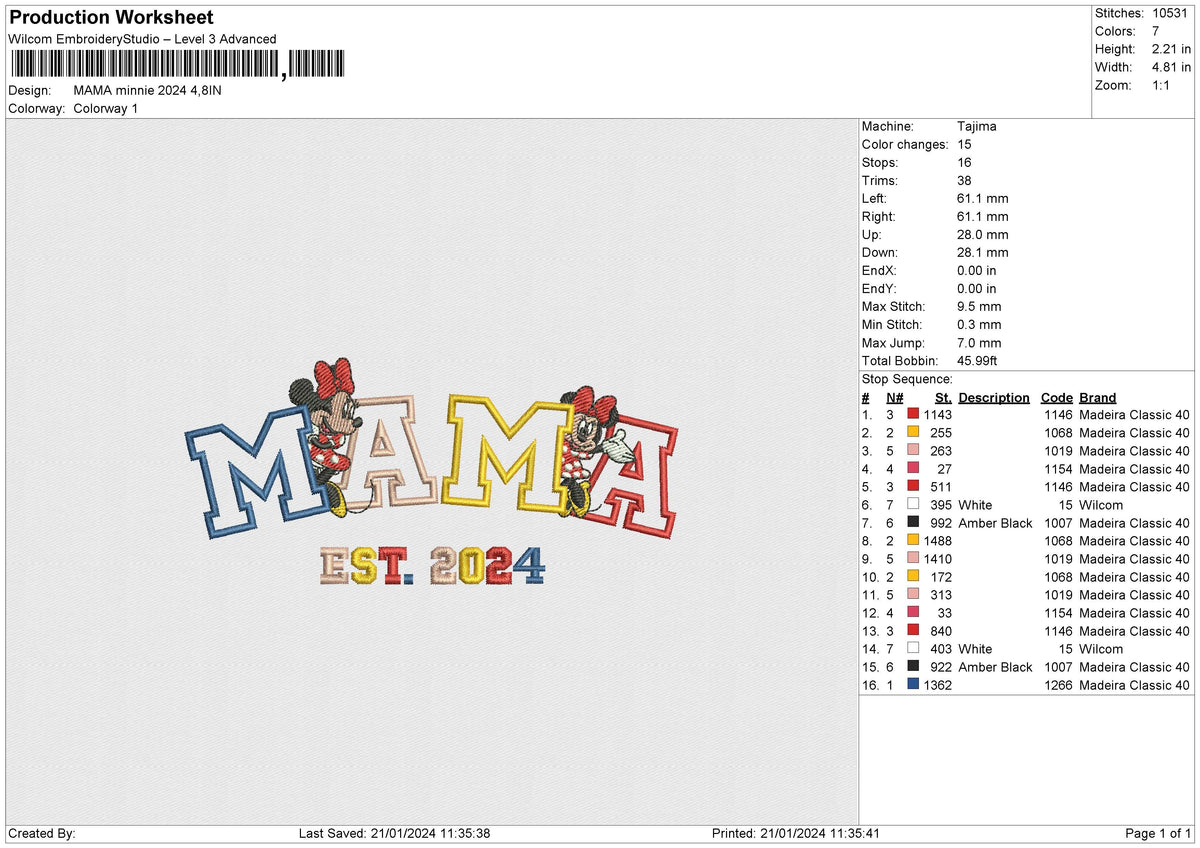 Mama Minnie Embroidery File 6 sizes