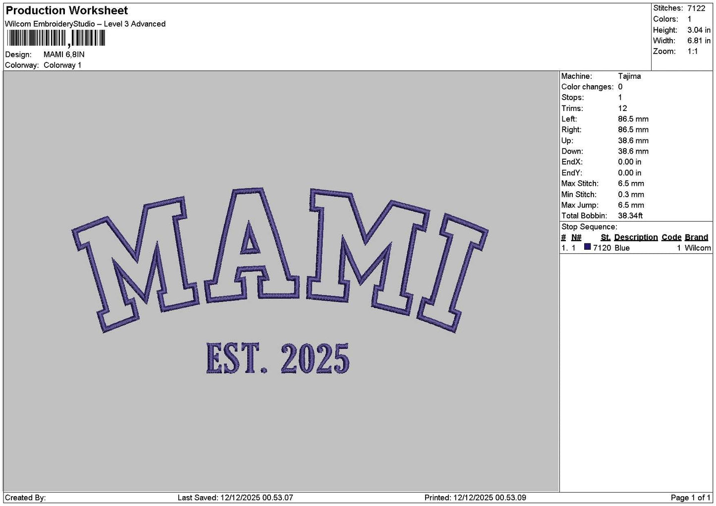 Mamitext 05 Embroidery File 6 sizes