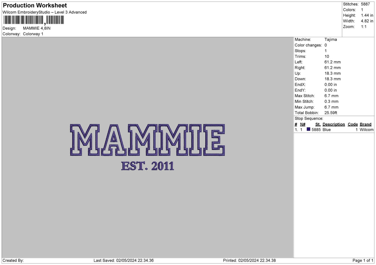 Mammietext Embroidery File 6 sizes