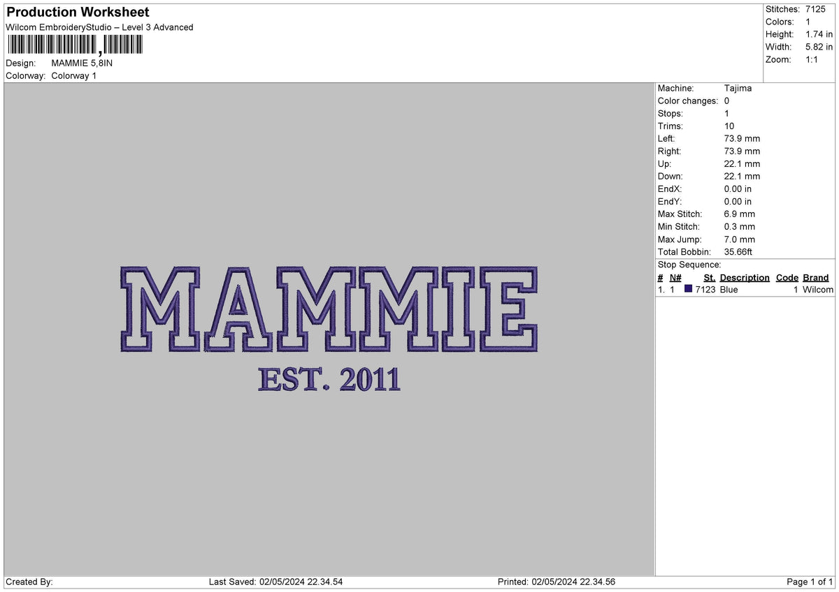 Mammietext Embroidery File 6 sizes