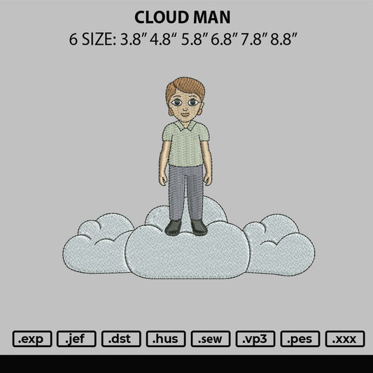 Cloud Man Embroidery File 6 sizes
