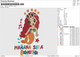 MANANA MERMAID V2 Embroidery File 6 size