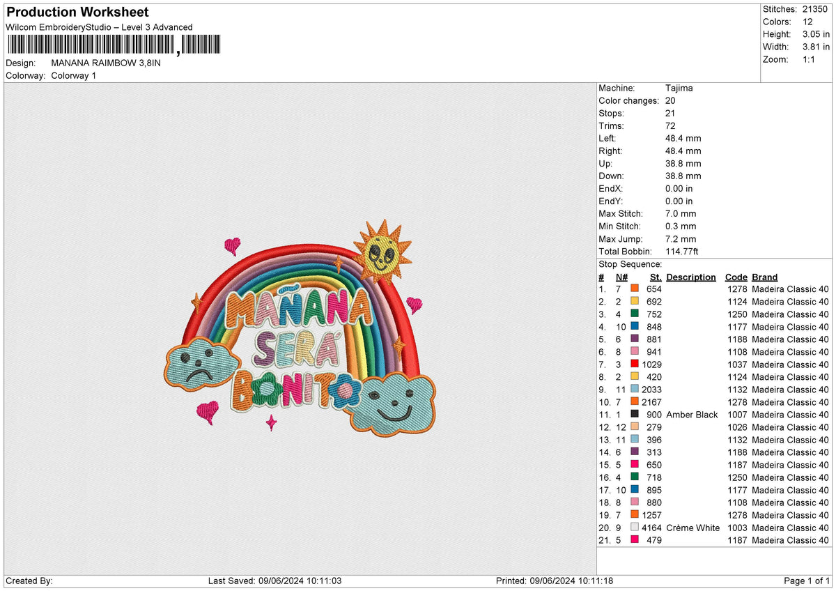 MANANA RAIMBOW Embroidery File 6 size