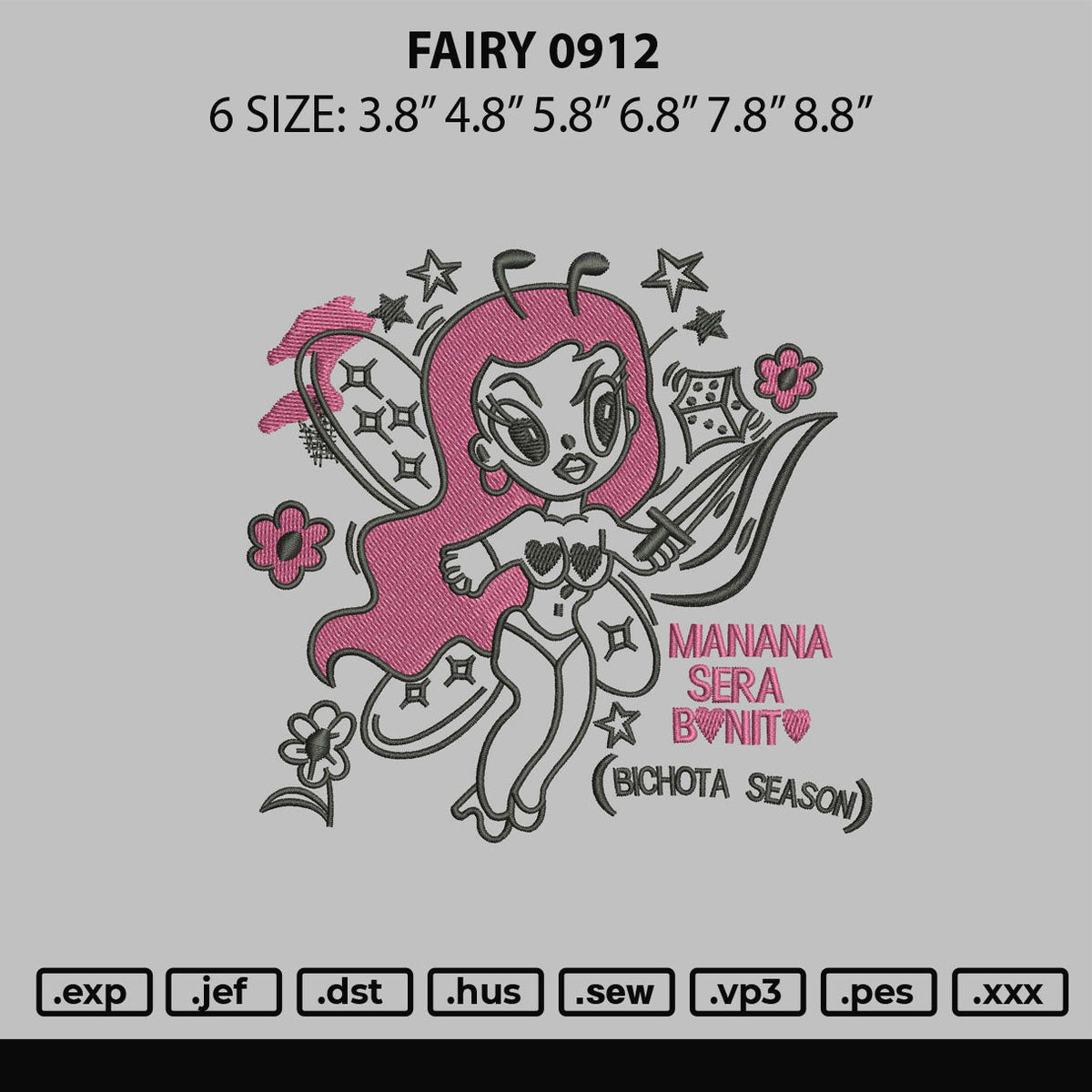 Fairy 0912 Embroidery File 6 sizes