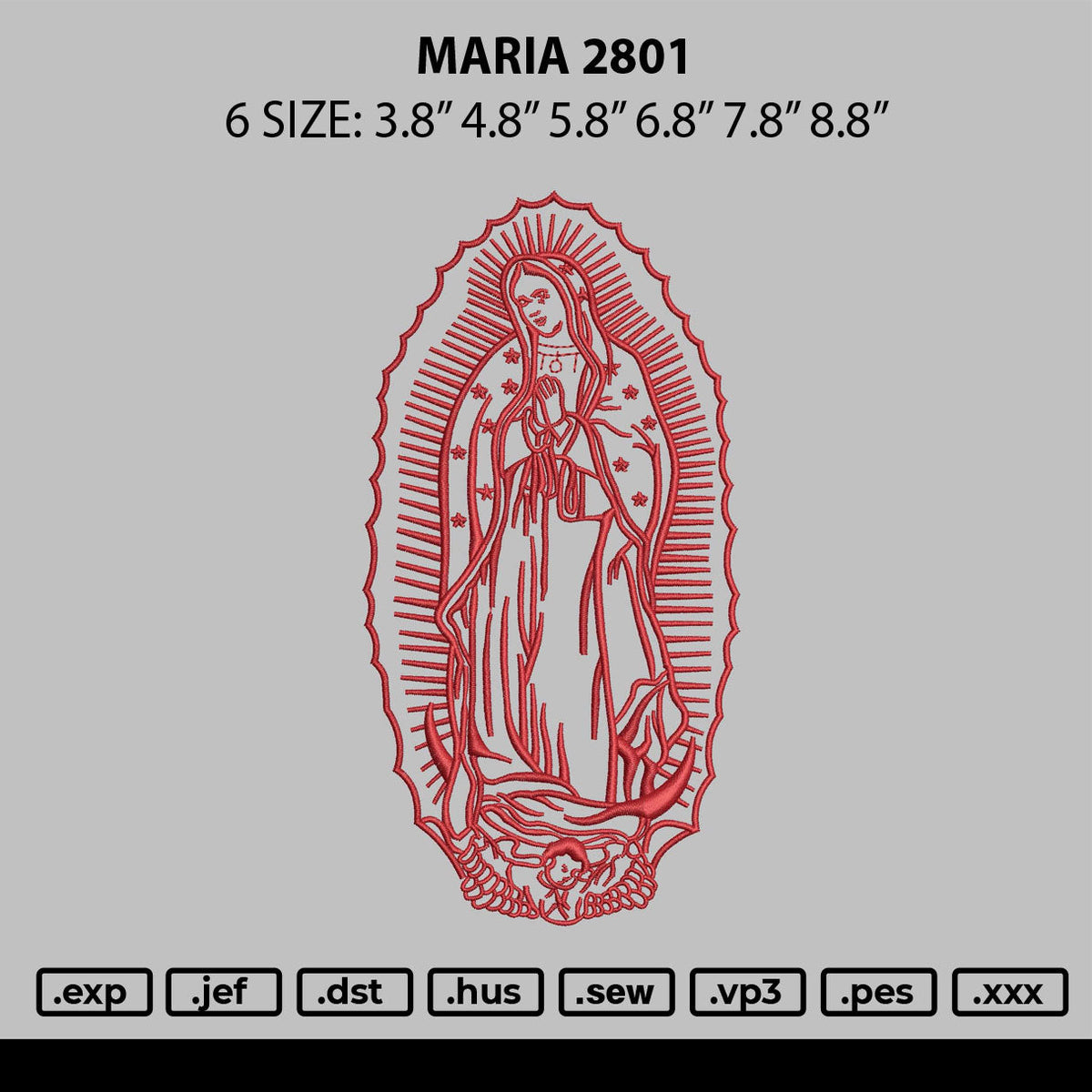 Maria 2802 Embroidery File 6 sizes