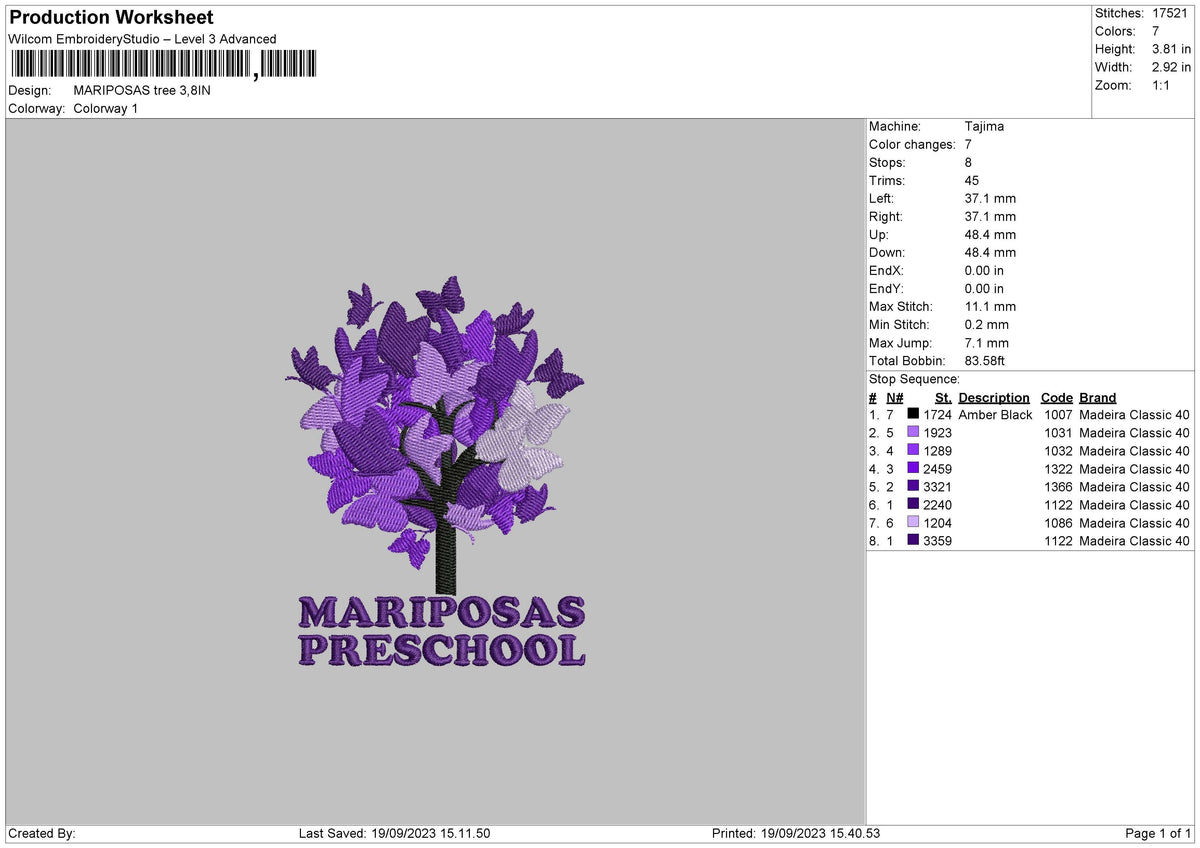 Mariposas Tree Embroidery File 6 sizes
