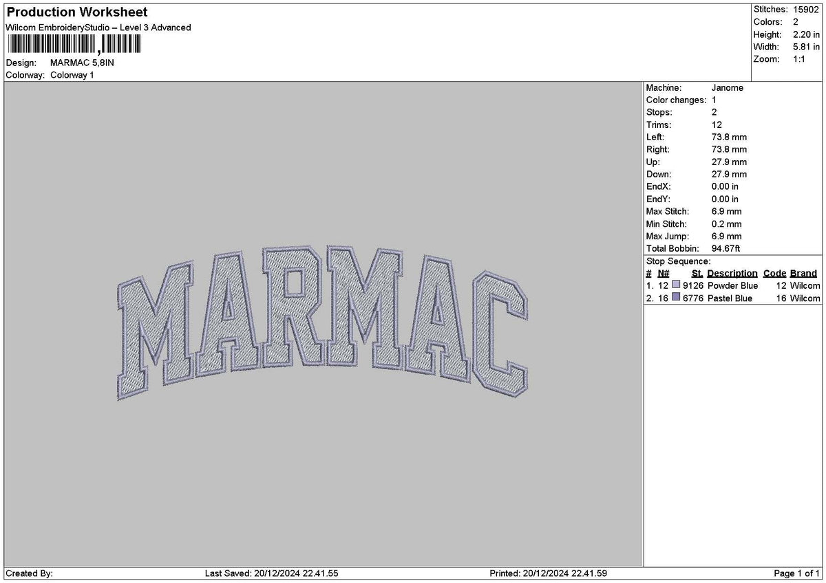 Marmac Embroidery File 6 sizes