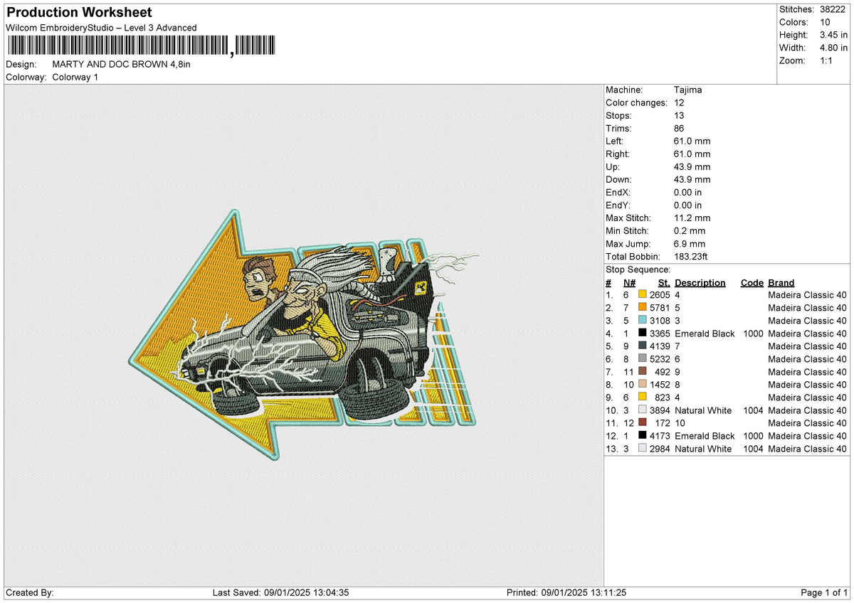 MARTY AND DOC BROWN Embroidery File 6 size