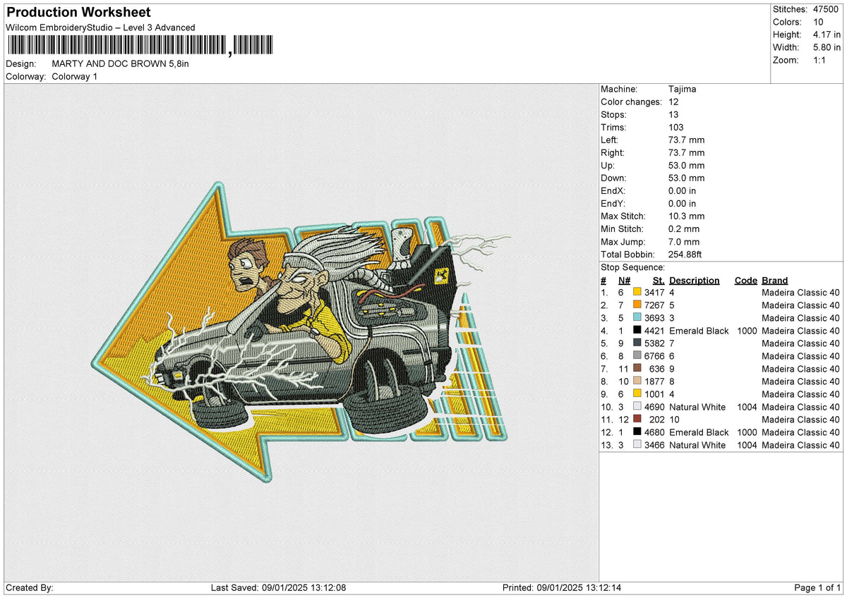MARTY AND DOC BROWN Embroidery File 6 size