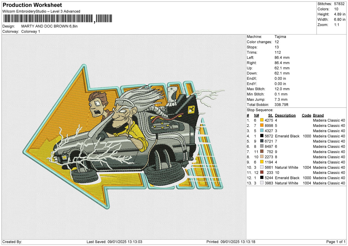 MARTY AND DOC BROWN Embroidery File 6 size