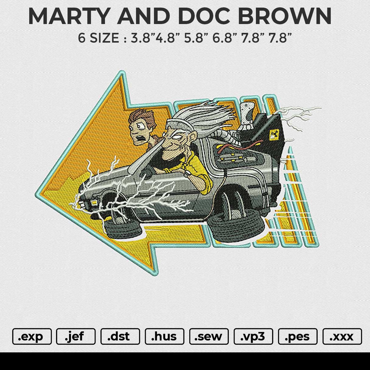 MARTY AND DOC BROWN Embroidery File 6 size