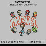 M Avenger Txt Embroidery File 6 sizes