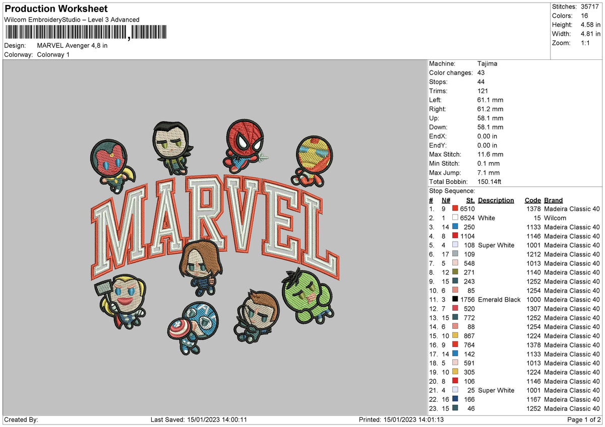 M Avenger Txt Embroidery File 6 sizes