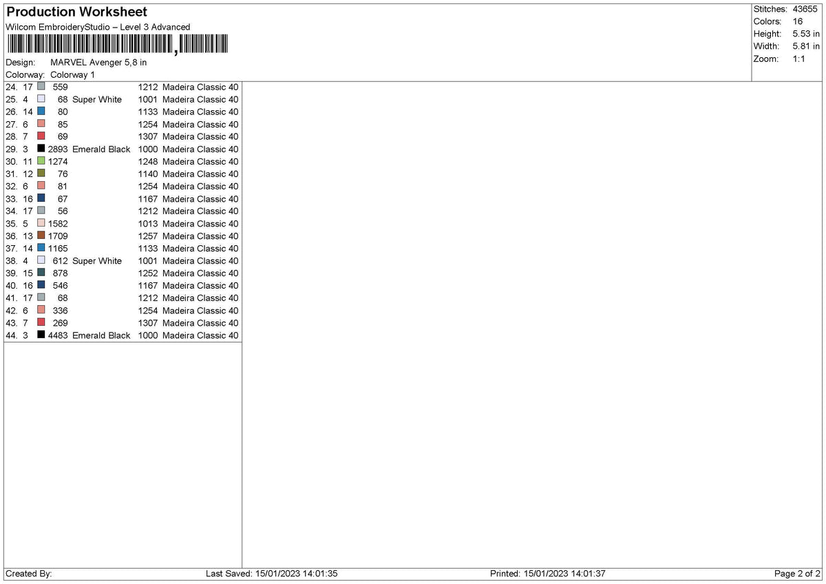 M Avenger Txt Embroidery File 6 sizes