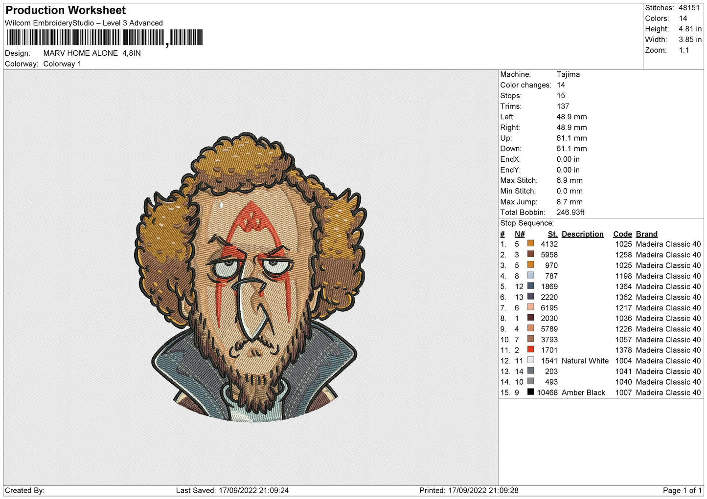 MARV HOME ALONE Embroidery