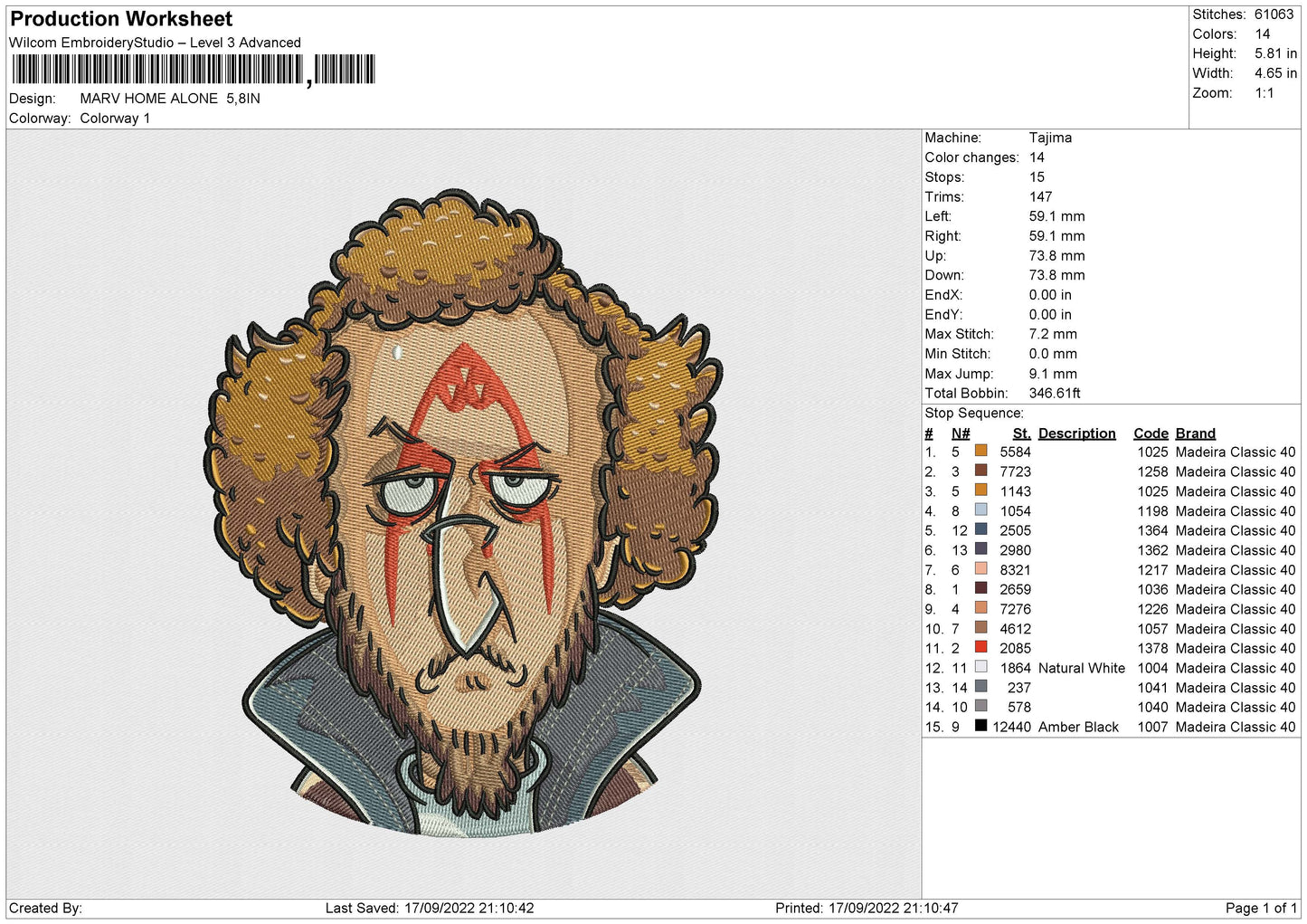 MARV HOME ALONE Embroidery
