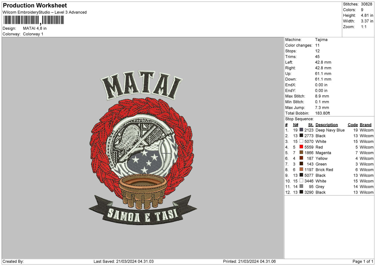 Mataicircle Embroidery File 6 sizes