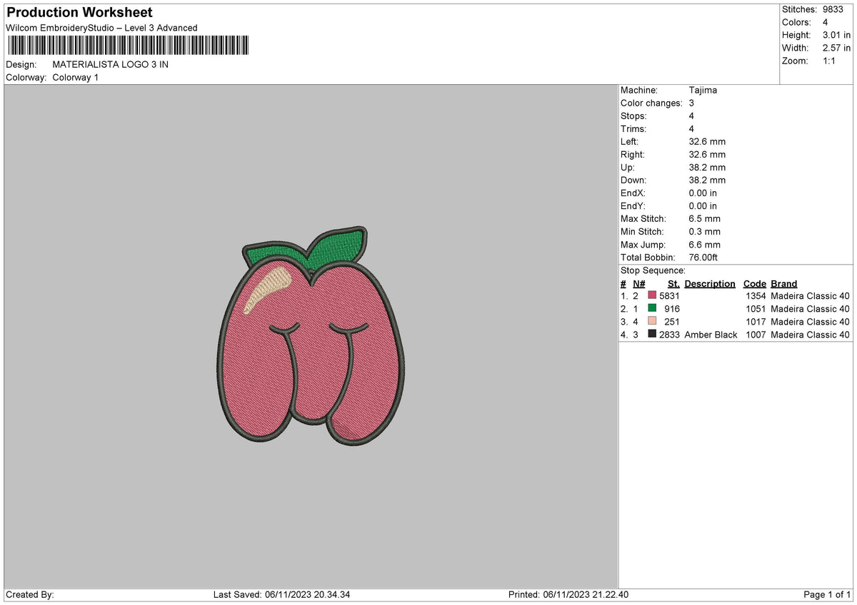 Fruit M Embroidery File 6 sizes