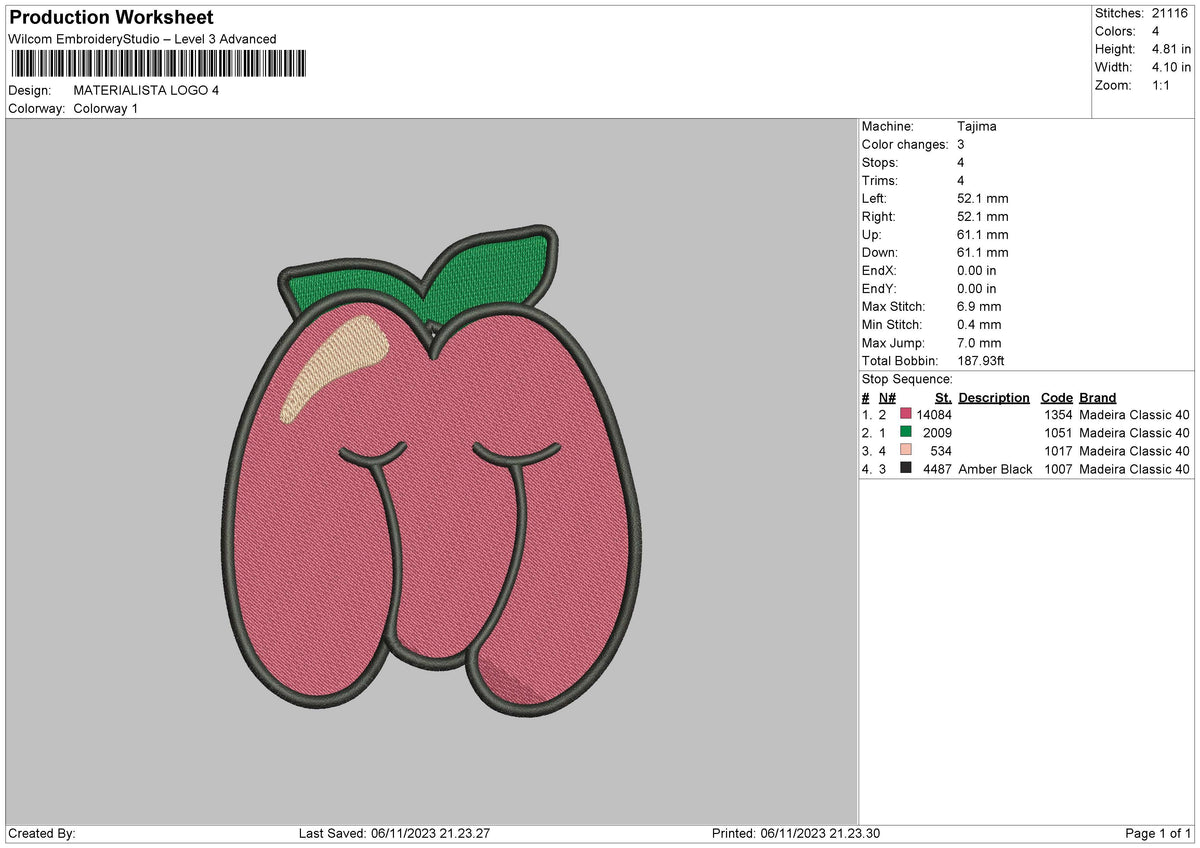 Fruit M Embroidery File 6 sizes