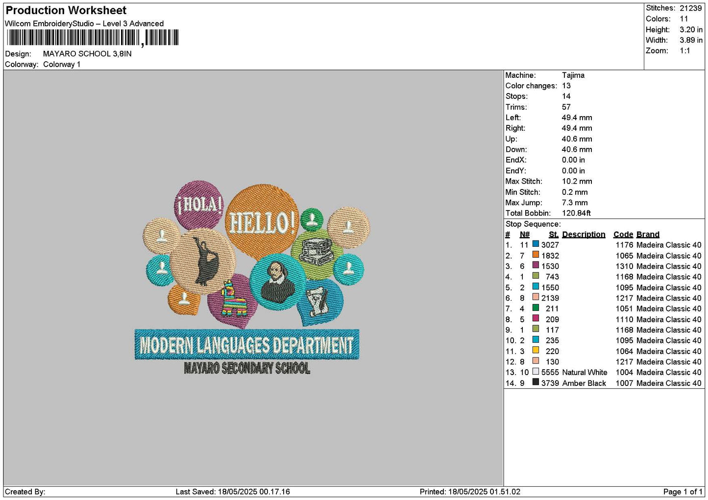 Mayarotext Embroidery File 6 sizes