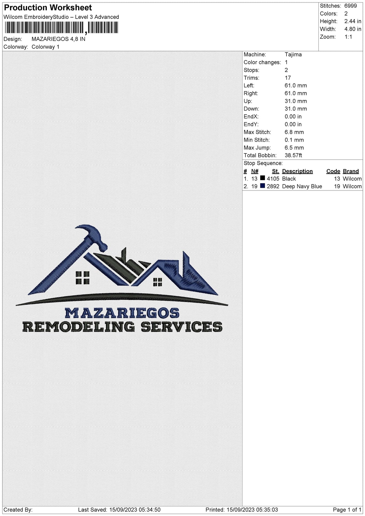 MAZARIEGOS Embroidery File 6 size