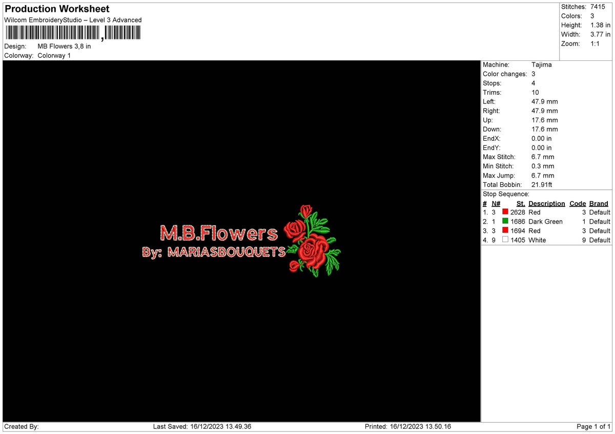 Flowers Roses Embroidery File 6 sizes