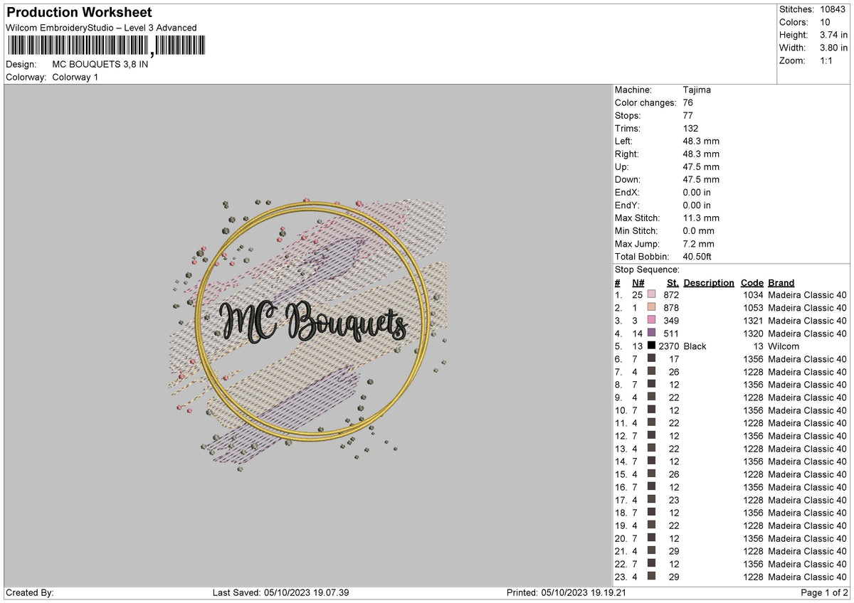 Mc Bouquets Embroidery File 6 sizes