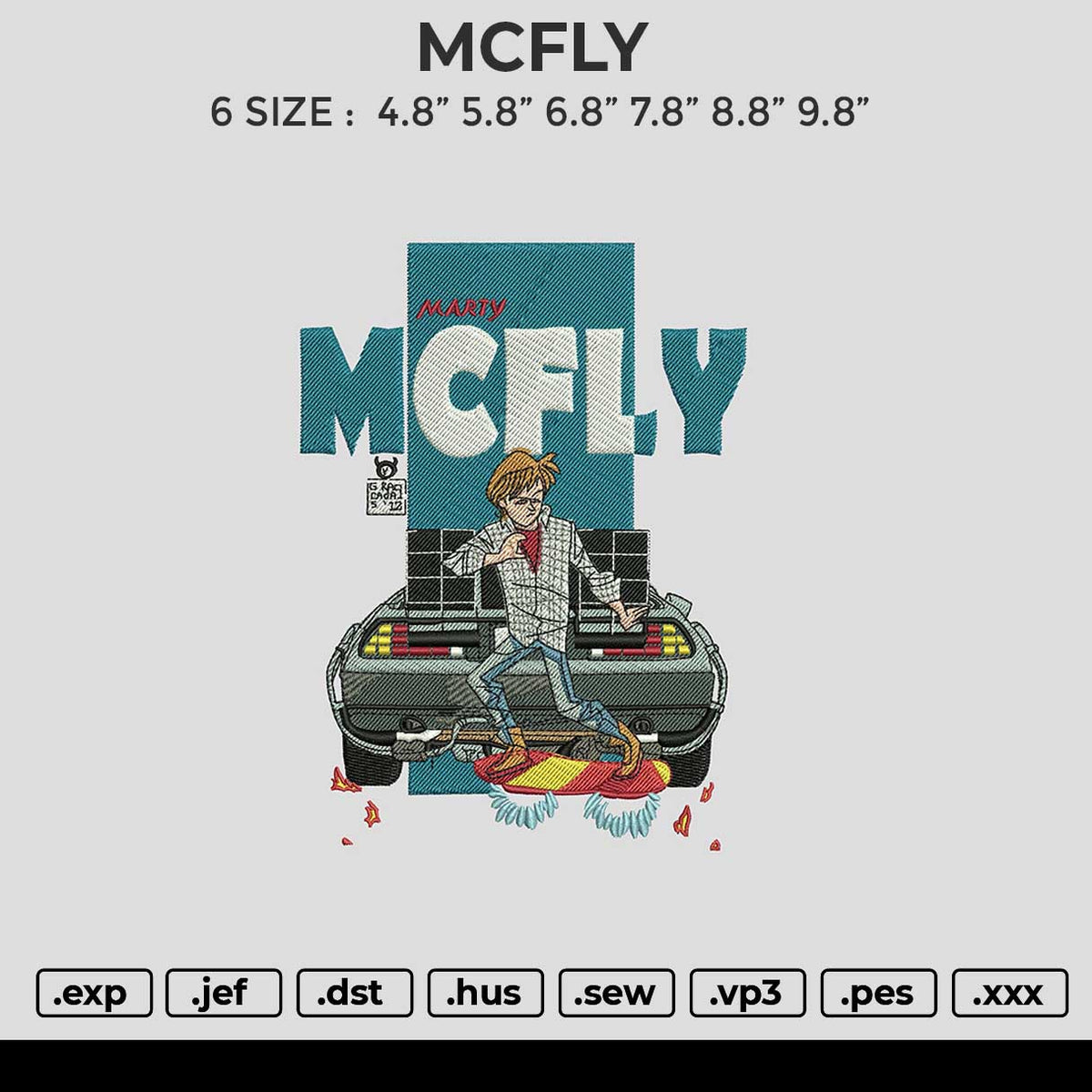 MCFLY Embroidery File 6 size