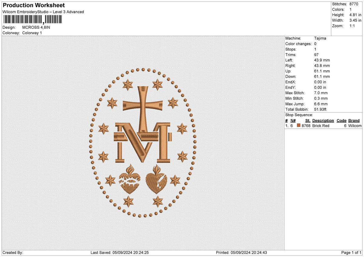MCROSS Embroidery File 6 size