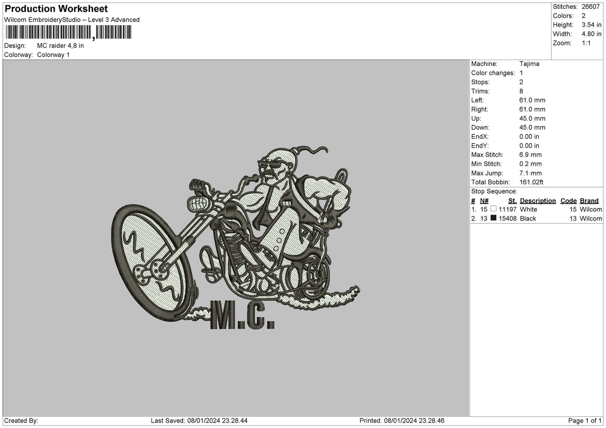 Raider 0801 Embroidery File 6 sizes