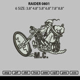 Raider 0801 Embroidery File 6 sizes