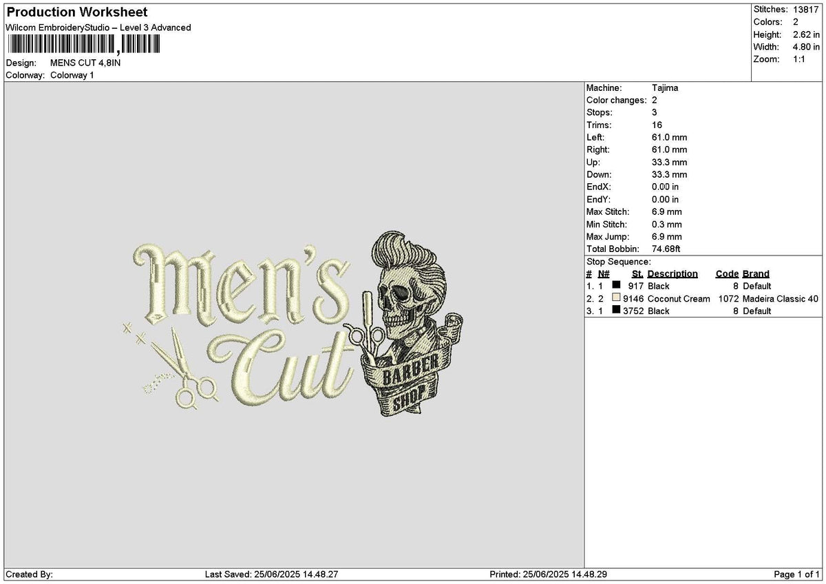 Menstext 2506 Embroidery File 6 sizes