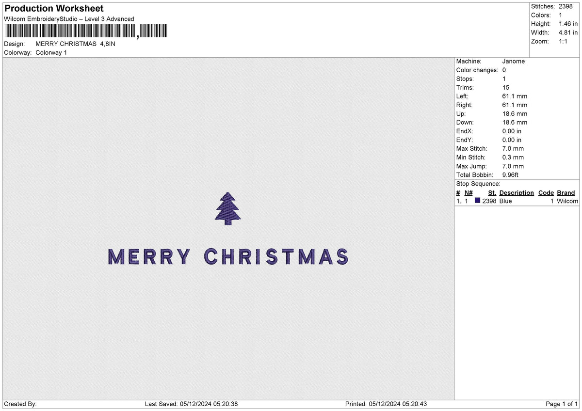 MERRY CHRISTMAS Embroidery File 6 size