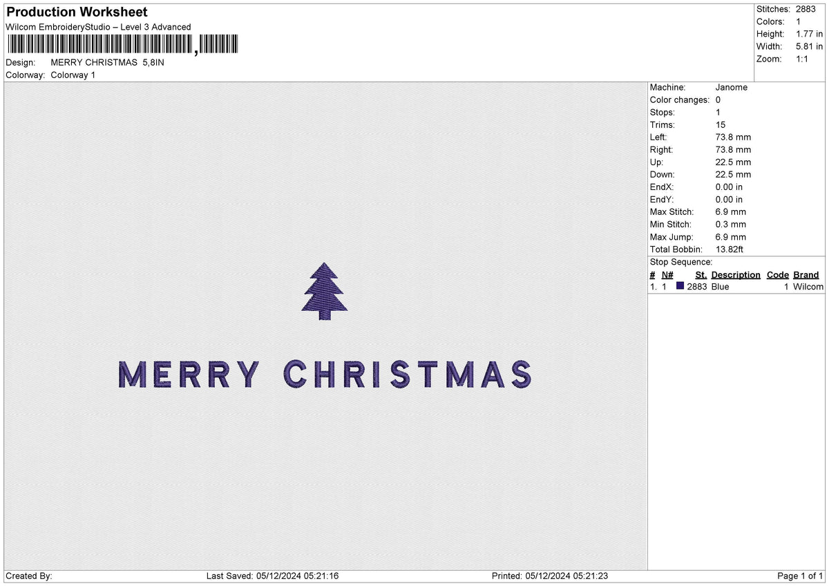 MERRY CHRISTMAS Embroidery File 6 size