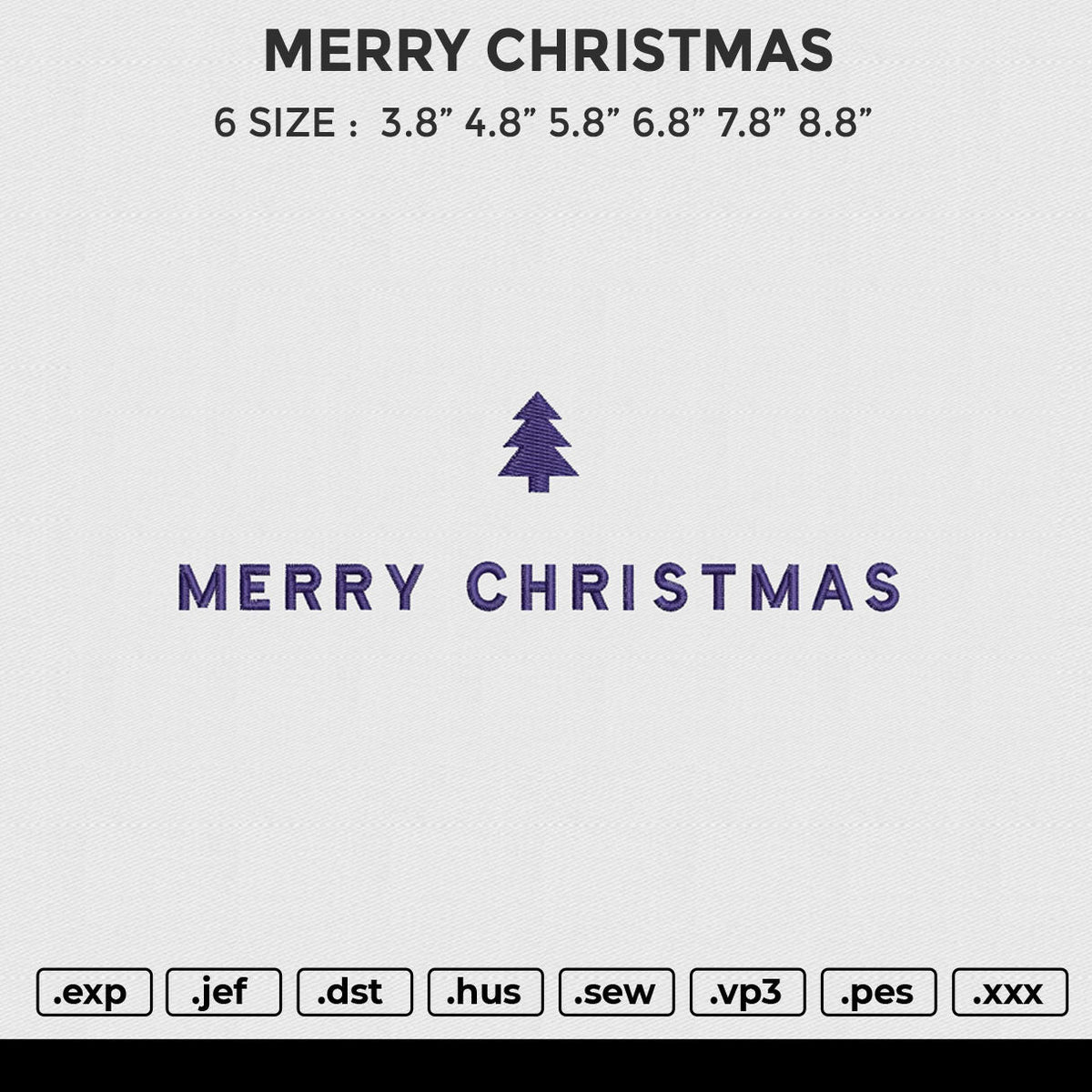 MERRY CHRISTMAS Embroidery File 6 size