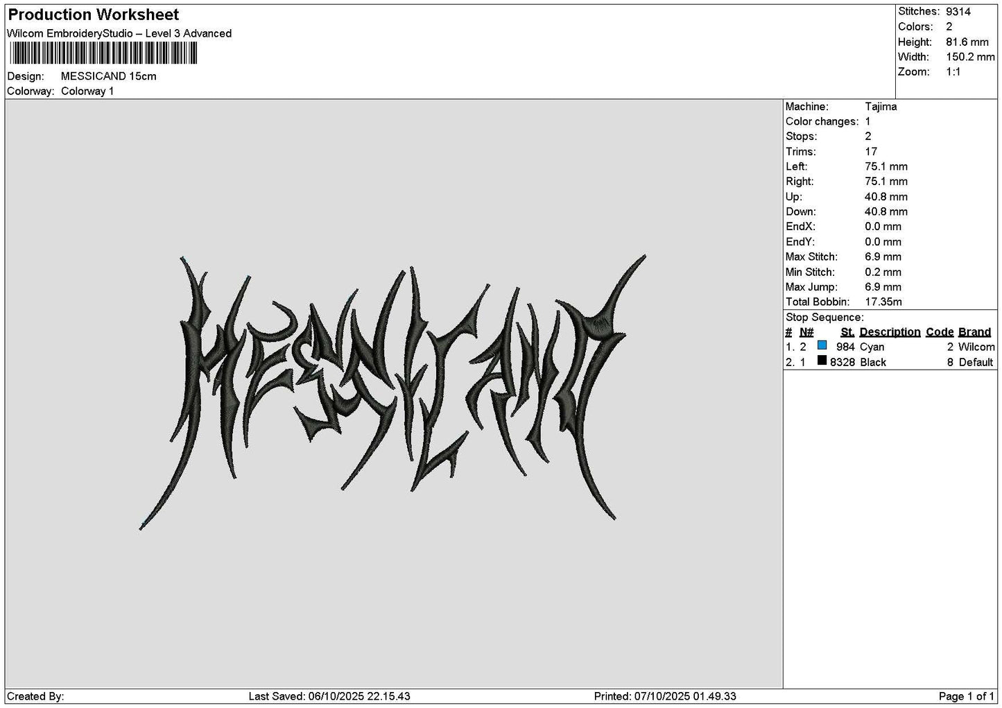 Messicandtext Embroidery File 6 sizes