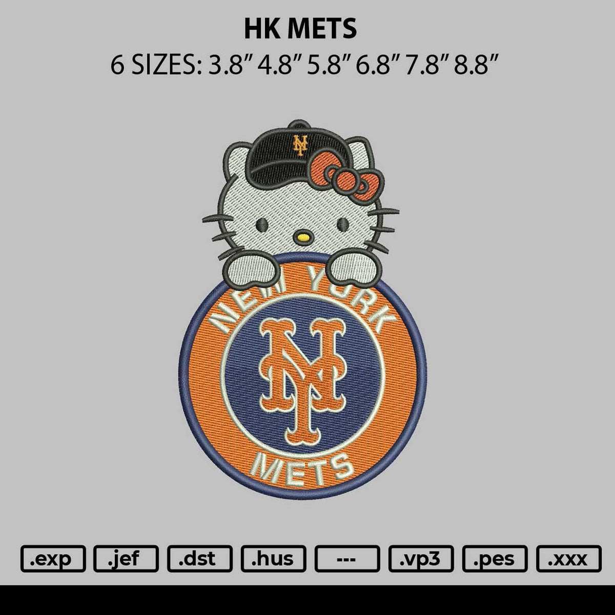 Hk Mets Embroidery File 6 sizes