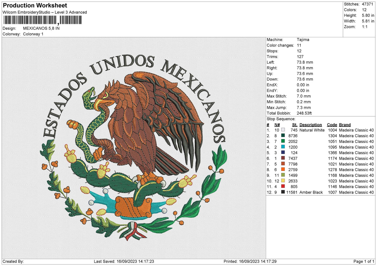 MEXICANOS Embroidery File 6 size