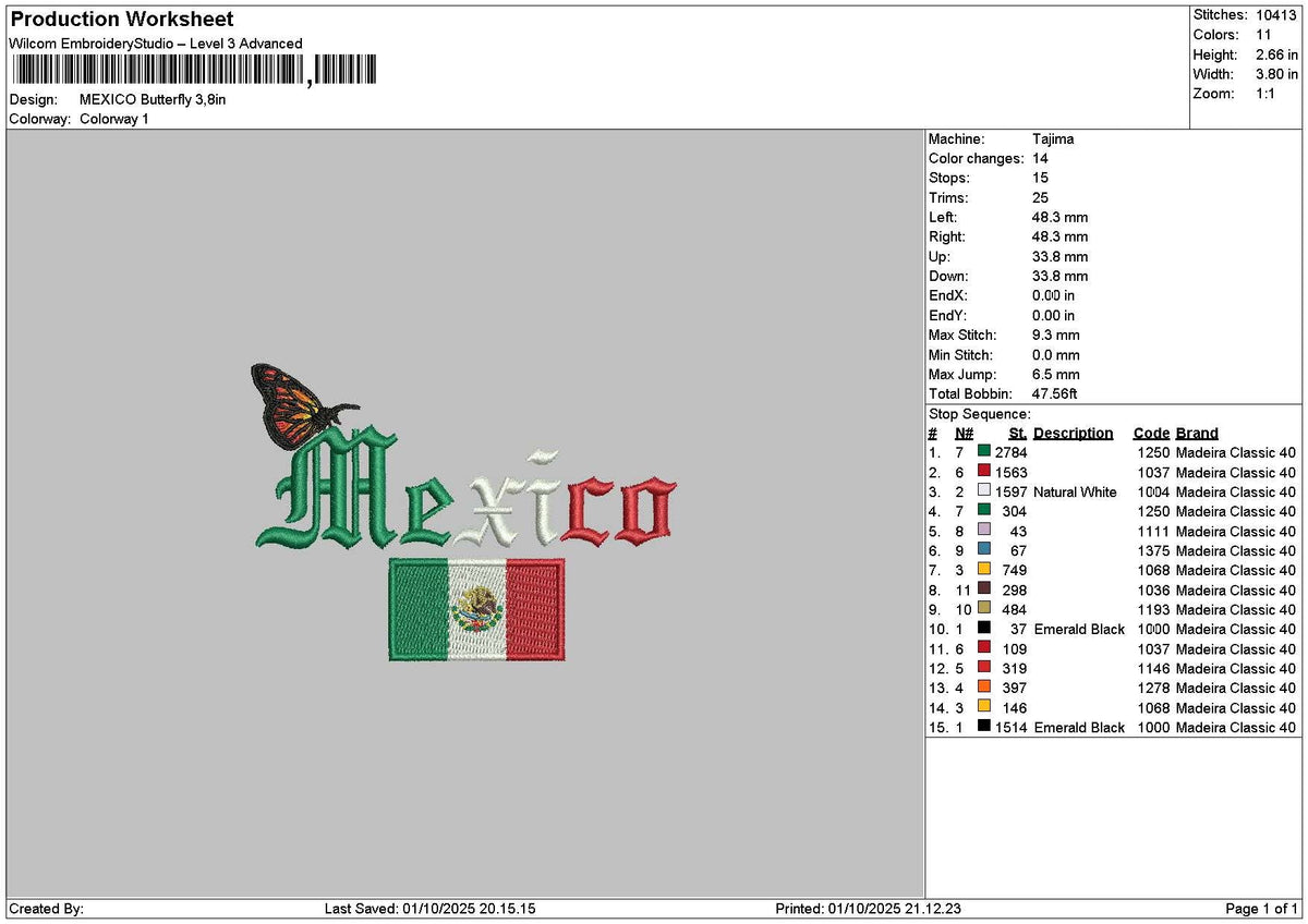 Mexicotext 0110 Embroidery File 6 sizes