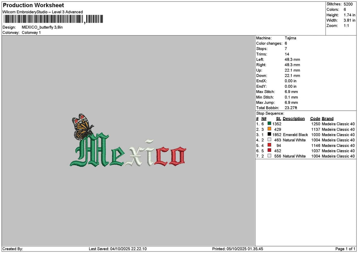 Mexicotext 0510 Embroidery File 6 sizes