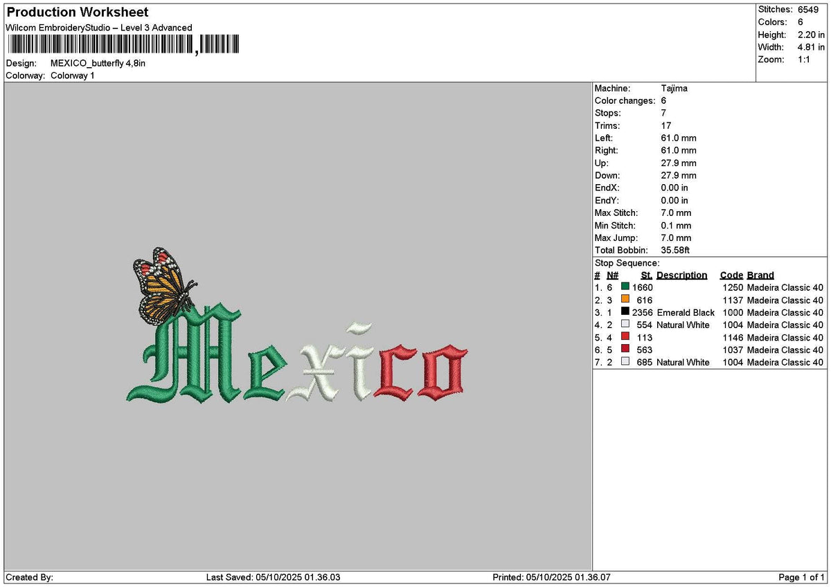 Mexicotext 0510 Embroidery File 6 sizes
