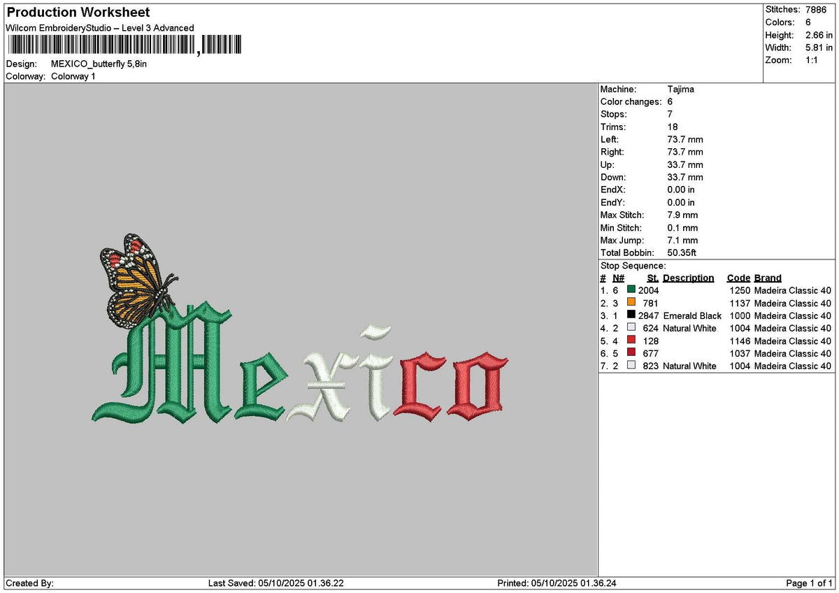 Mexicotext 0510 Embroidery File 6 sizes