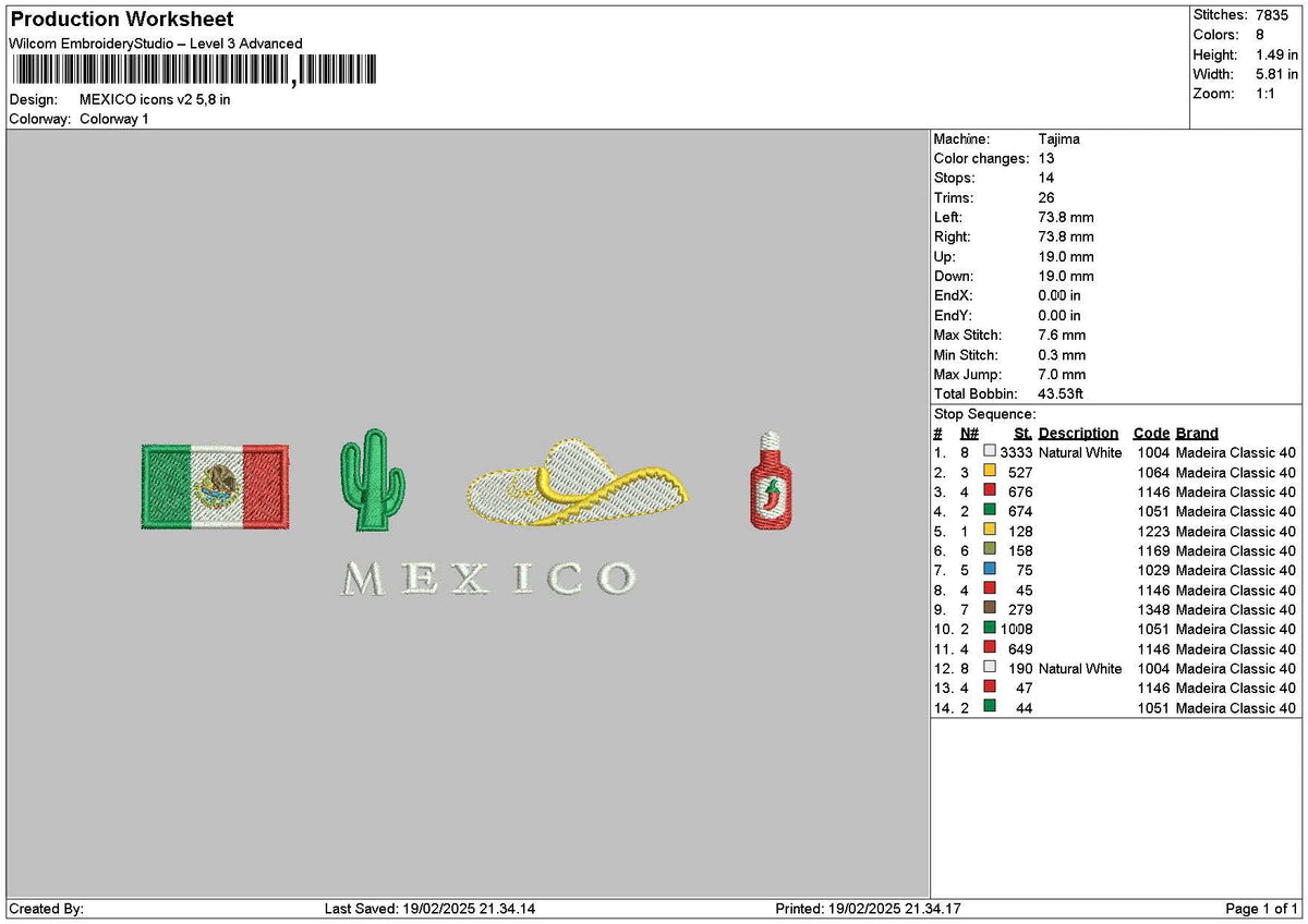 Mexicotext1902 Embroidery File 6 sizes