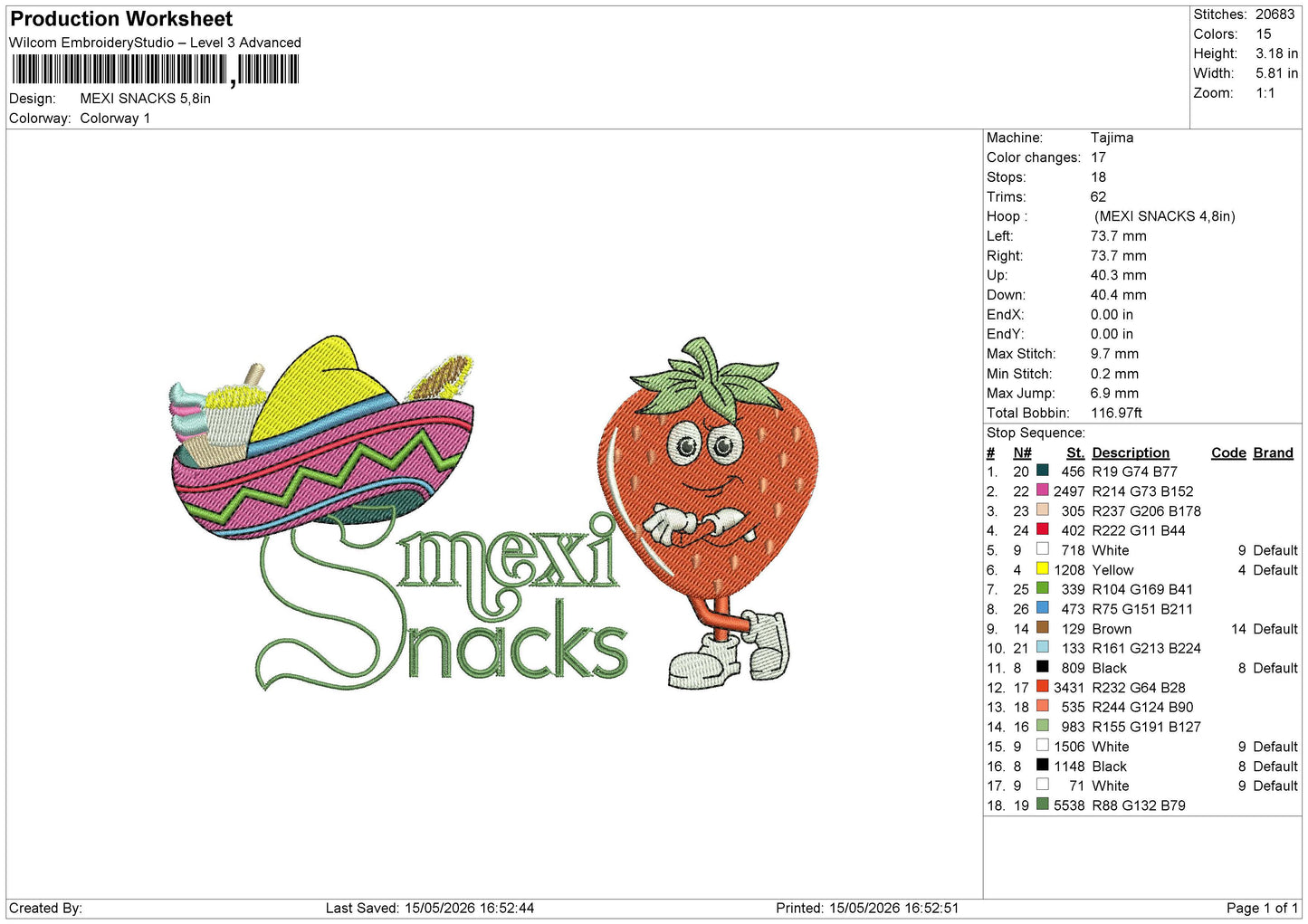 MEXI SNACKS Embroidery File 6 sizes