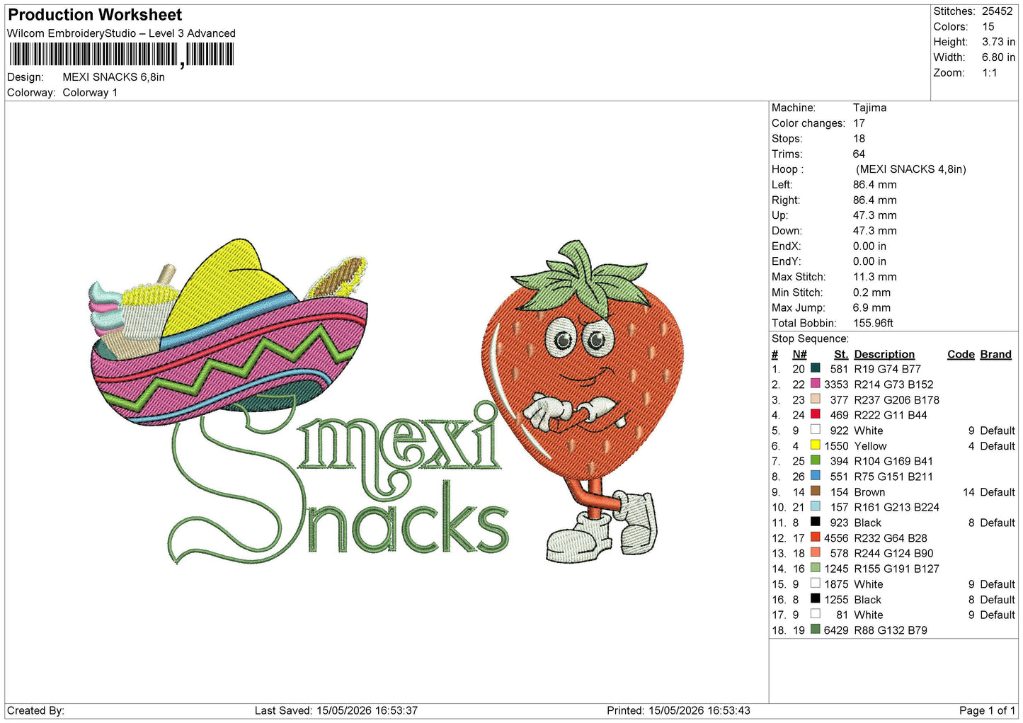 MEXI SNACKS Embroidery File 6 sizes