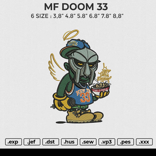MF DOOM 33 Embroidery File6 size